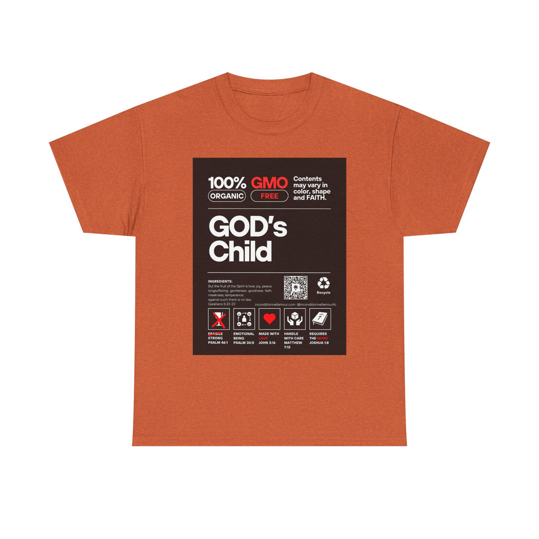 Religious Unisex Heavy Cotton Tee, Spiritual Christian Shirt, Faith Inspired T-Shirt, Religious Gift, GODs Child Nutritional Tee